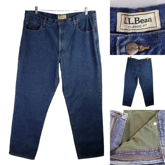 Vintage LL Bean Men’s Size 40 X 32 Fleece Lined Relaxed Fit Blue Jeans